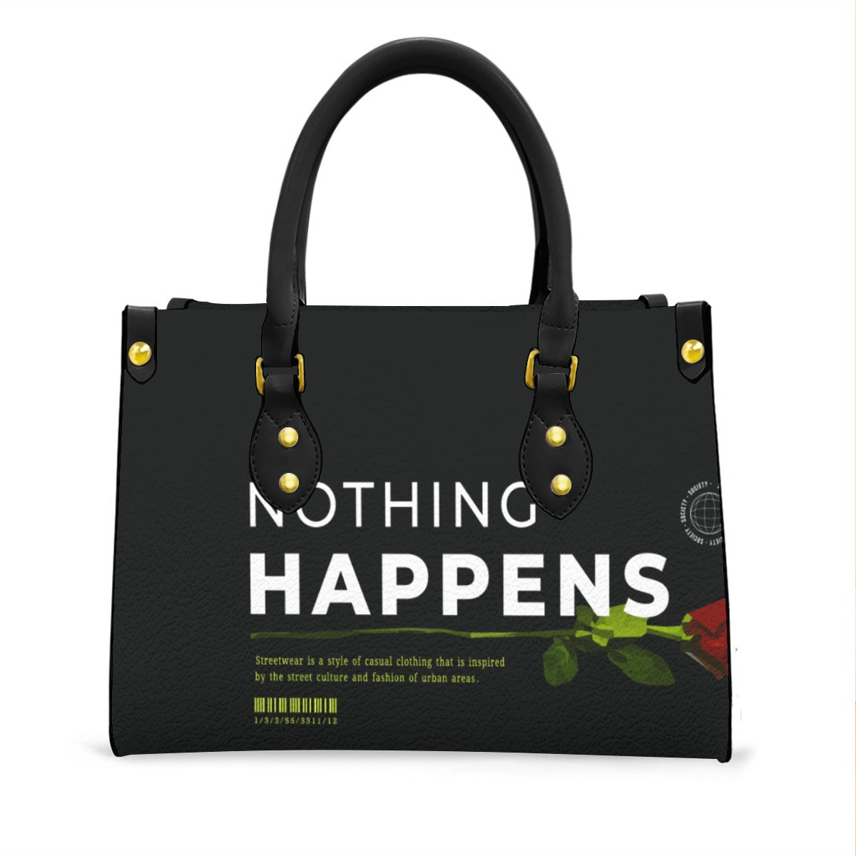 L&W HAPPENS Women's Tote Bag With Black Handle