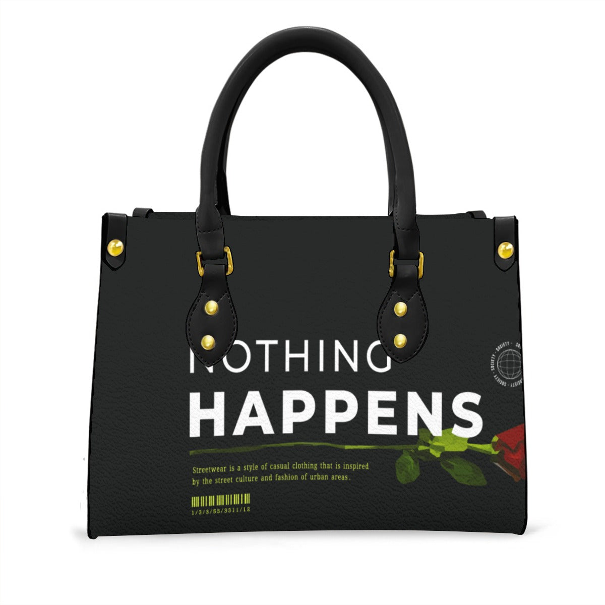 L&W HAPPENS Women's Tote Bag With Black Handle
