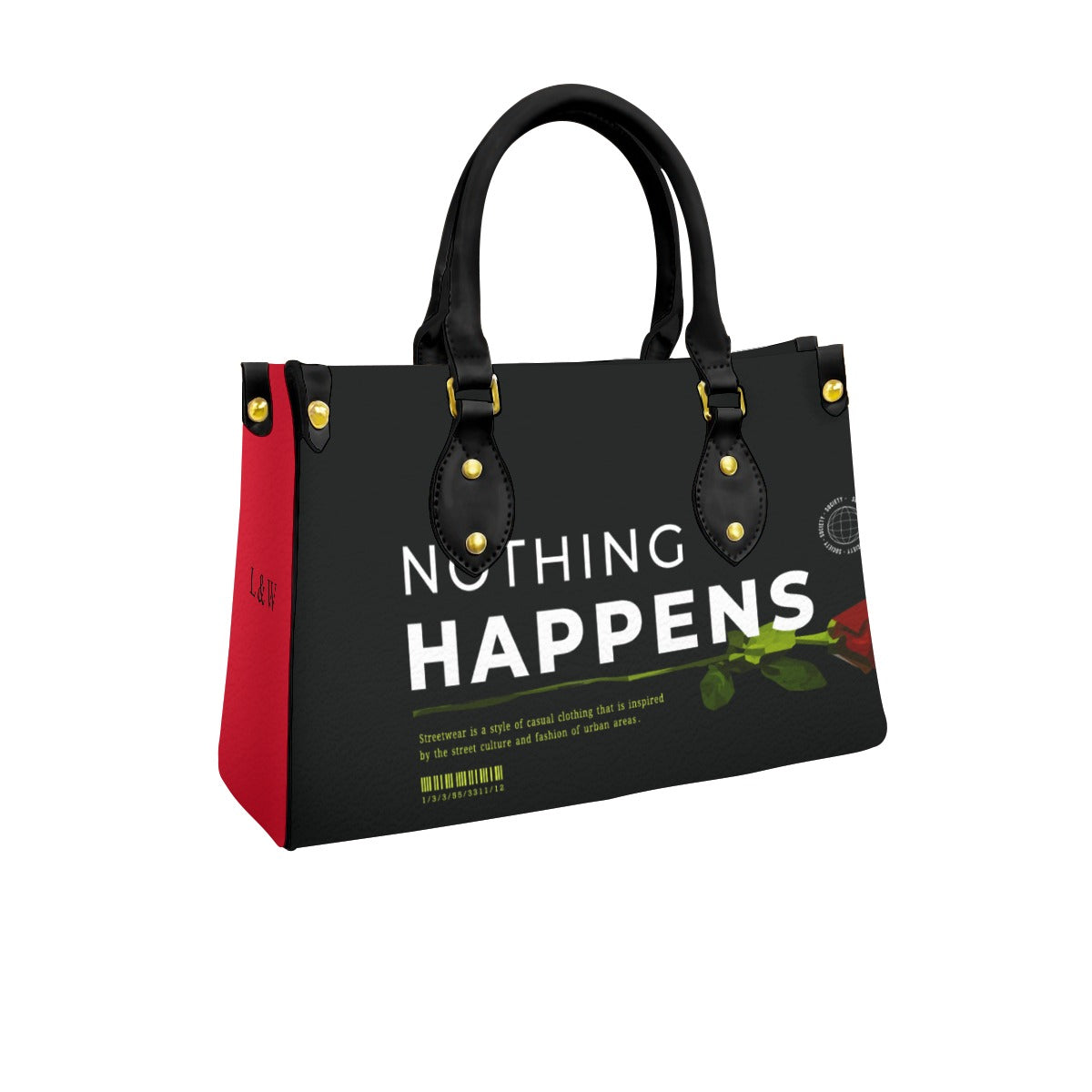 L&W HAPPENS Women's Tote Bag With Black Handle