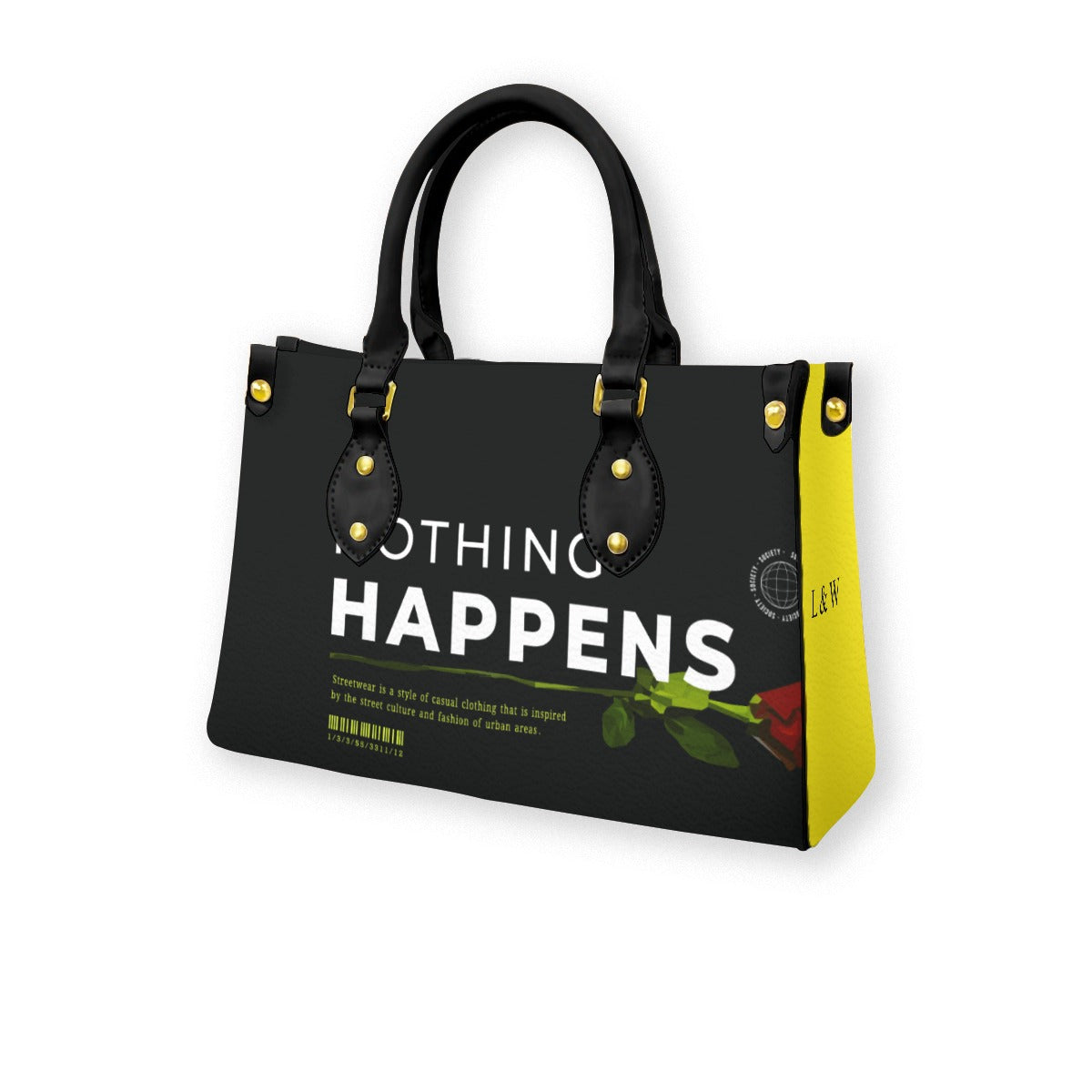 L&W HAPPENS Women's Tote Bag With Black Handle
